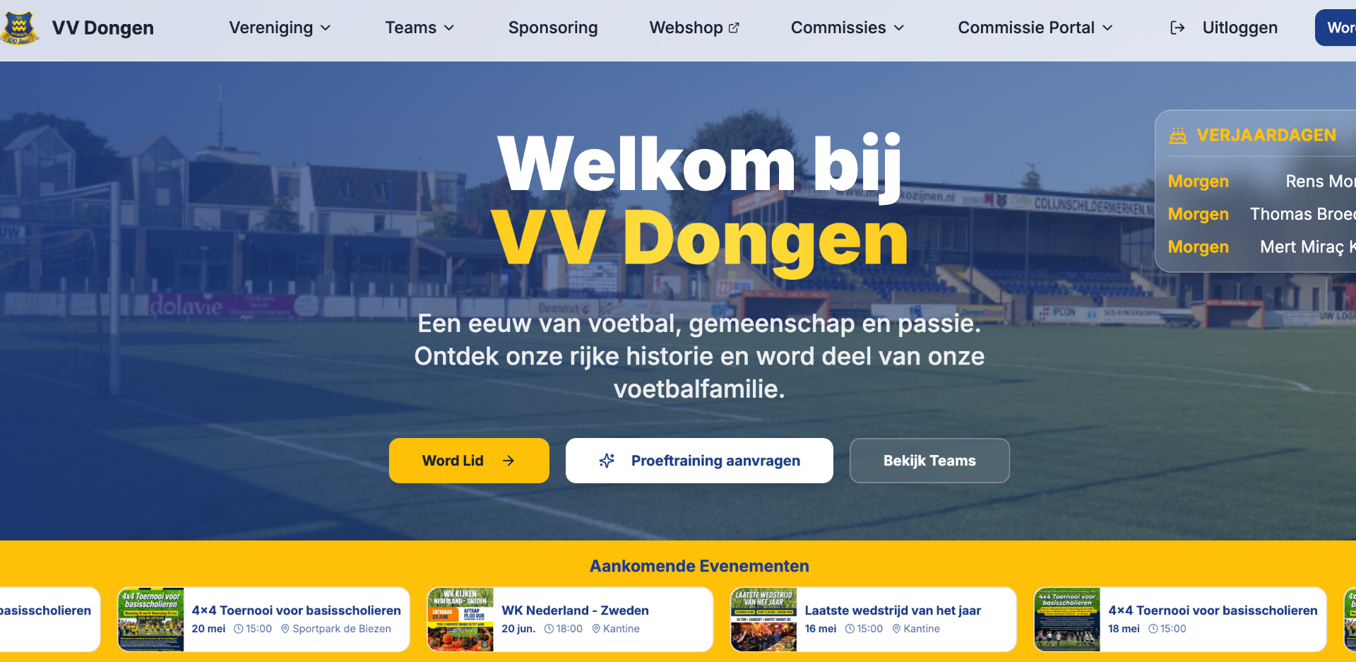VV Dongen project — Website Design & Strategie